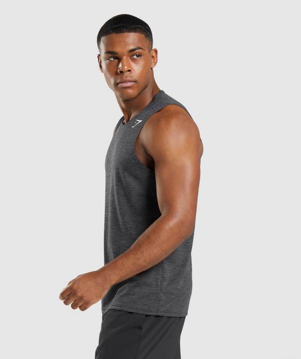 Panske Tielko Gymshark Arrival Slim Marl Čierne Čierne / Siva | LS0568927